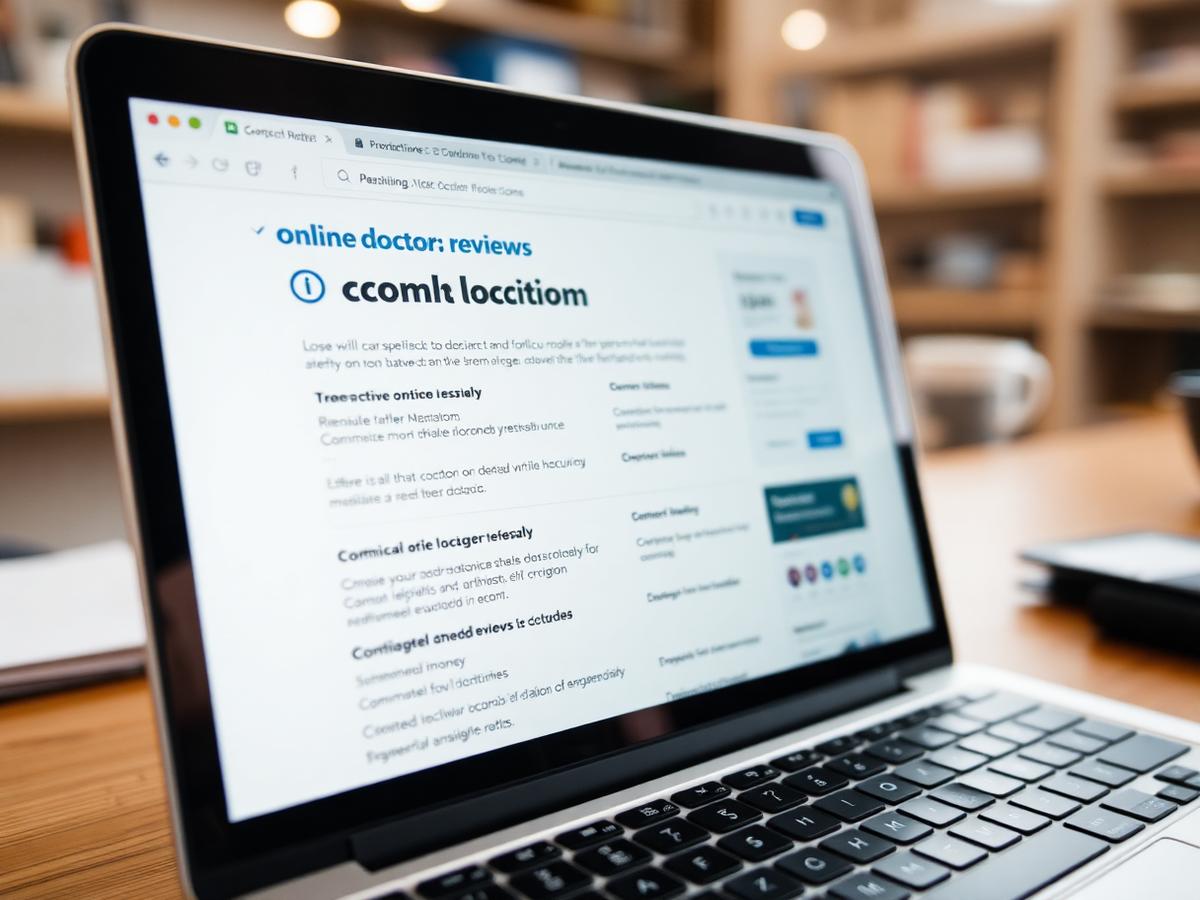 Laptop showing crowded doctor review listings