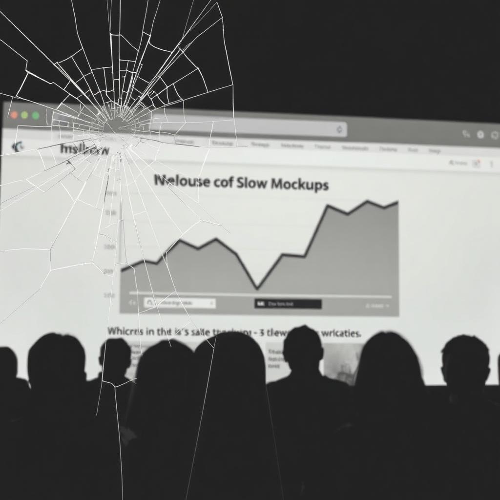 Slow loading website concept with broken funnel
